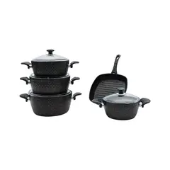 GENERICO - Batería de Cocina Antiadherente - Granito 9 Piezas