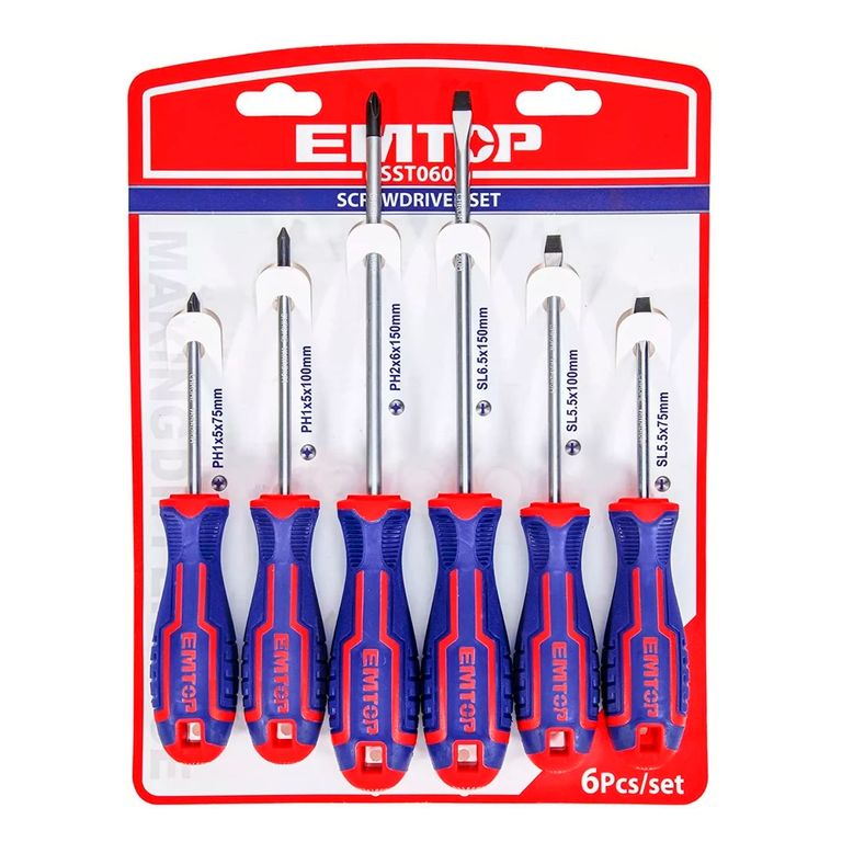Kit Set Juego Destornilladores 6 Piezas Emtop Esst0602