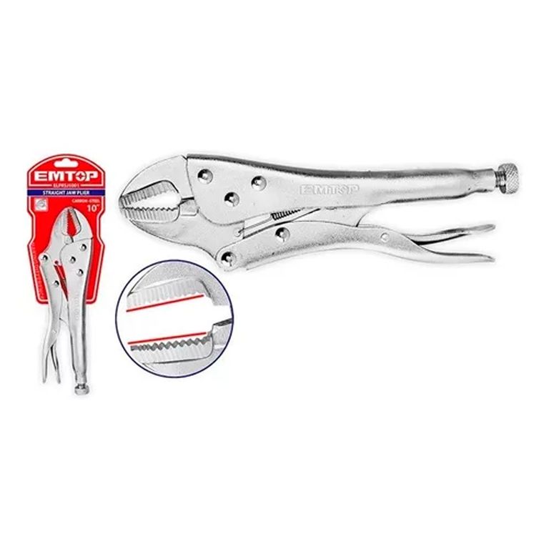 Alicate Caiman Presion Boca Recta 10 PuLG Emtop Elprsj1001