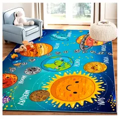 KIVARA - Alfombra Infantil Planetas 80X120 Cm Tapete Dormitorio Sala