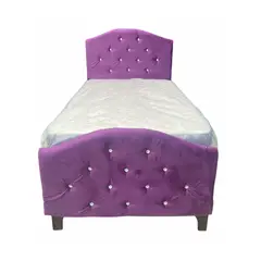 MUEBLES HVM - Cama Dominaty 1 plaza Morado + Respaldo piecera PMadera