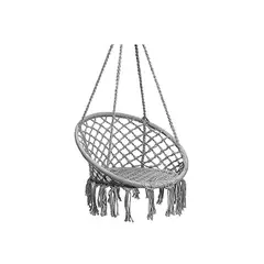 GENERICO - Silla Hamaca Colgante Tejida Gris Macrame