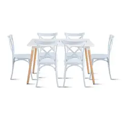 KLIK - Comedor Rectangular Blanco 120x80cm + 6 Silla Crossback Danubio Blanca KLIK.