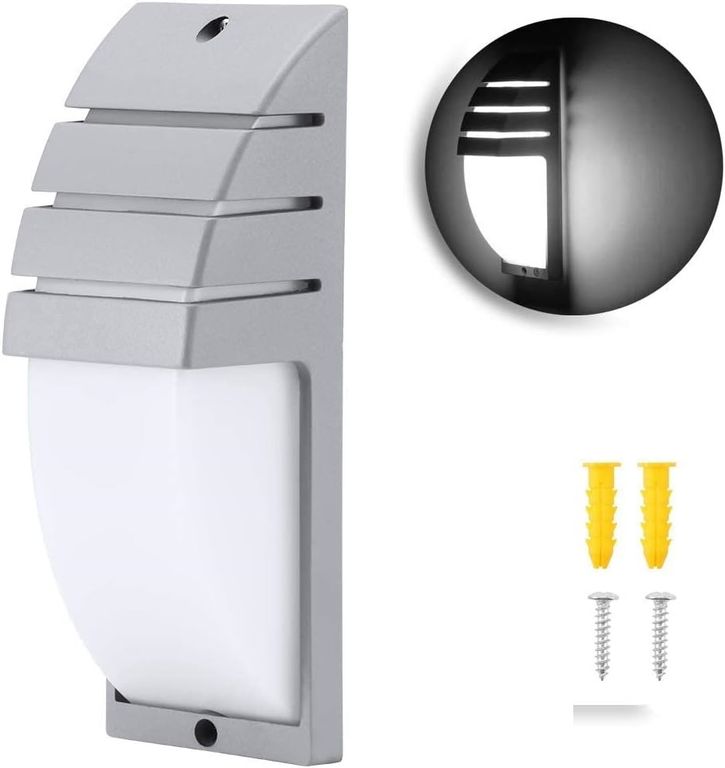 Aplique Geometrico Diseño Moderno Ip65 Gris E27 1 Ampolleta