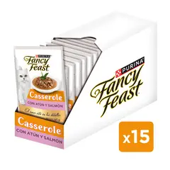 FANCY FEAST - Pack x15 Alimento Casserole Atún Salmón 85g