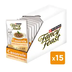 FANCY FEAST - Pack x15 Alimento Casserole Pollo Pavo 85g