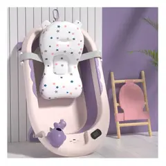 ELEPHANT - Bañera plegable con termómetro morada incluye cojin
