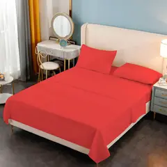 GENERICO - Juego De Sabana Premium Algodon 188 Hilos 2.5 Plazas Rojo