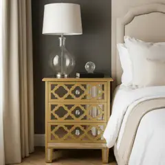 GENERICO - Velador Espejado Tres cajones Dorado