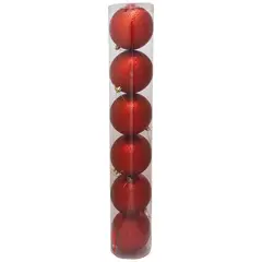 PROPLASTIC - Set de 6 esferas navideñas 10 cms color rojo escarchadas