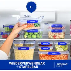 SISTEMA - Set de 3 Contenedores Herméticos- Capacidad 1 Lts.- Fabricado en Nueva Zelandia