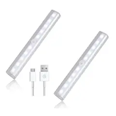 GENERICO - 2 Luces Luz Barra Led 19cm Con Sensor Movimiento Baño Cocina