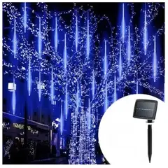 GENERICO - Guirnalda Lluvia De Meteorito Solares Decorativas Luz Azul…