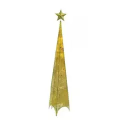 GENERICO - Arbol de navidad con Luz LED Piramide Dorado 180cm