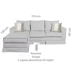 MUNDO LIVING - Seccional intercambiable siena gris claro con resortes pocket