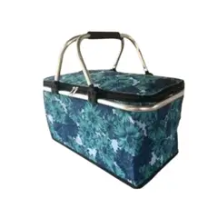 AUCKLAND OUTDOOR - Bolso Termico Plegable Flores Azules Cooler Canasta Picnic