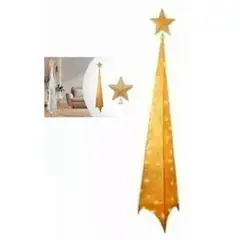 GENERICO - Arbol navidad metalico piramide con luz LED 120cm Dorado