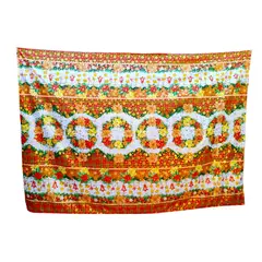 GENERICO - MANTEL DE TELA MESA LARGA NAVIDAD DISEÑO TOP CORONA DORADA