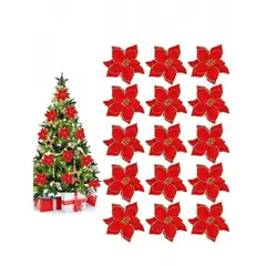 VATYERTY - 12 Piezas 13cm Flor Artificial De Decoración Del Árbol Navidad Dorada