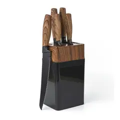 GENERICO - Set 6 Piezas Cuchillos Mas Taco De Madera