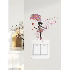 GENERICO - Pegatina de pared para interruptor estampado chica elfo bailando