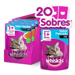 WHISKAS - - Alimento Húmedo Sobre Gato Adulto Pescado Jelly 20 Sobres