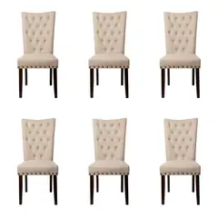 SWEET HOGAR - Pack 6 sillas modelo botones capitoné color Beige