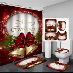 GENERICO - Set de Baño Navideño de 4 piezas /cortina / Alfombra