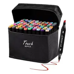 GENERICO - Set 80 Plumones Marcadores Rotuladores Doble Punta Colorear