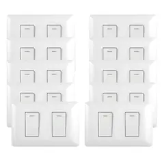 GENERICO - Pack 10 Interruptor Doble 9/ 24 10A 250V Blanco