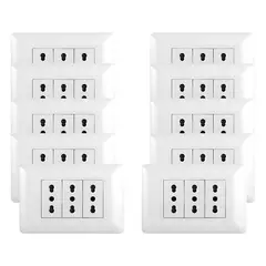 GENERICO - Pack 10 Tomacorriente Triple 10/ 16A 250V Blanco