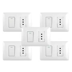 WANT - Pack 5 Tomacorriente Simple 10A + Interruptor Simple 9/ 12 10A 250V