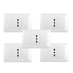 GENERICO - Pack 5 Tomacorriente Simple 10/ 16A 250V Blanco