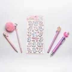 GENERICO - Set de lápices unicornio con Stickers KuteKawaii