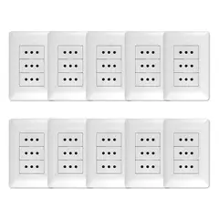 GENERICO - Pack 10 Tomacorriente Triple 10A 250V Blanco
