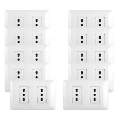 GENERICO - Pack 10 Tomacorriente Doble 10/16A 250V Blanco