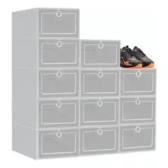 U BUY - 12 Piezas Cajas Organizador De Zapatos Apilables Gris
