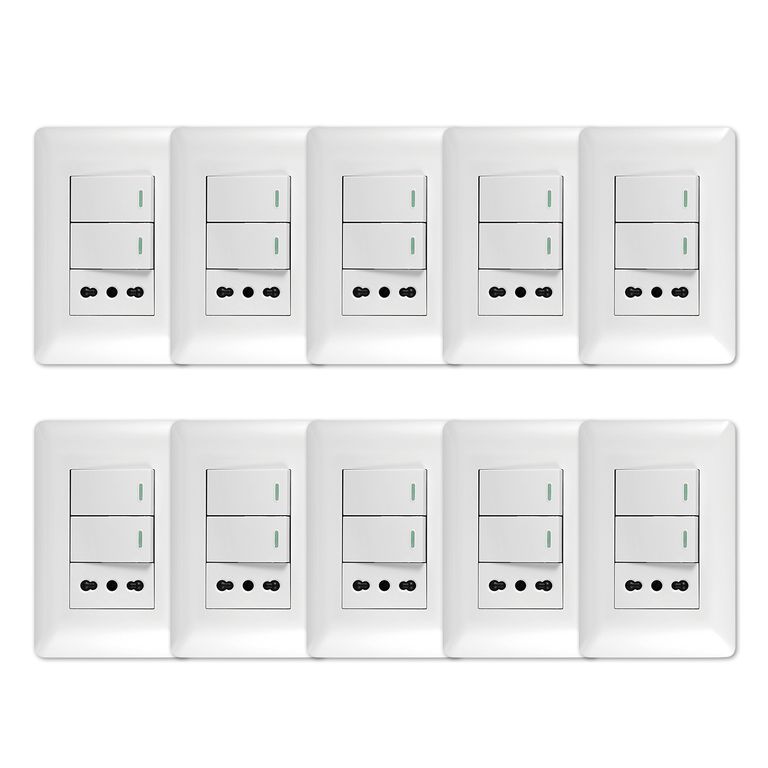 10 Tomacorriente Simple 10/ 16A 250V + Interruptor Doble 9/ 12 10A