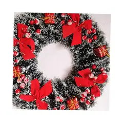 GENERICO - Corona Navideña de 38 cm, arreglos rojos