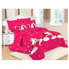 GENERICO - Cobertor de verano tipo Quilt con fundas - 1,5 plaza Unicornio