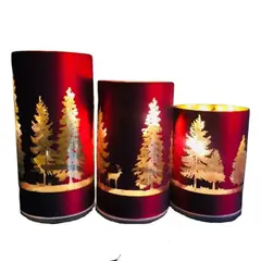 BOHEMIK - Pack 3 Portavela Led Navideño Rojo