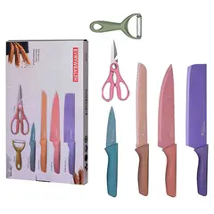 GENERICO - Set Juego Cocina Cuchillos Tijera Pelador 6 Pcs