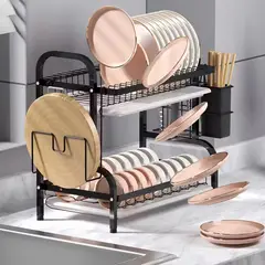 GENERICO - Secador Escurridor De Platos Loza Vajilla 2 Niveles Secaplato Cocina