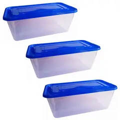 GENERICO - Pack X3 Caja Plastica Tupper Transparente Hogar Cocina 4,5 L