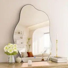 HALMAN - Espejo Decorativo Ondulado con Luces LED para Dormitorio 60x80 cm