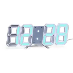 PAGANOOM - Alarma Digital LED 3D Reloj de Pared Luz Azul-Blanco Azul