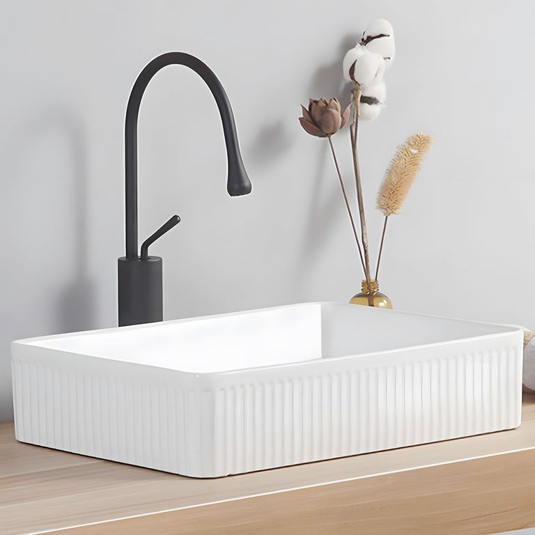 Lavamanos Sobreponer Rectangular Cerámica 50x36cm-Desagüe Blanco