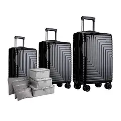 LUMAX - Maletas De Viaje Set De 3 Color Negro Con Organizadores