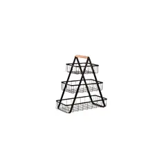 ANGELES DEL HOGAR - CANASTO FRUTERO PANERA PARA MESA 3 NIVELES METALICO