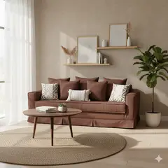 MUNDO LIVING - Sofa 3 cuerpos Lucio Cafe con resortes pocket spring